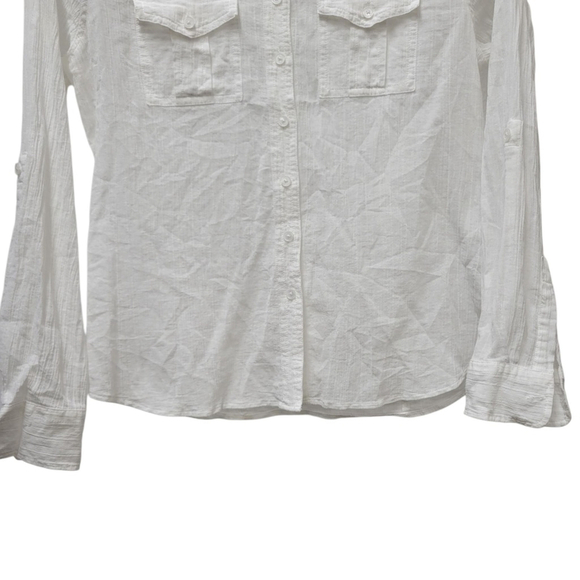 Talbots Women's 100% Cotton Button-Up Long Sleeve Roll-Tab Blouse Size 4P - Picture 5 of 6